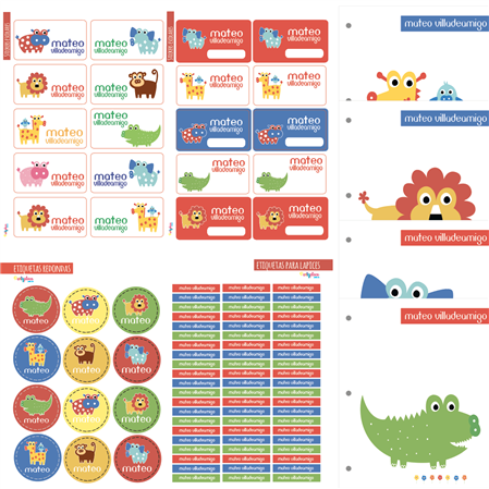 Set ESCUELA. Stickers y separadores (Tematica a elección)